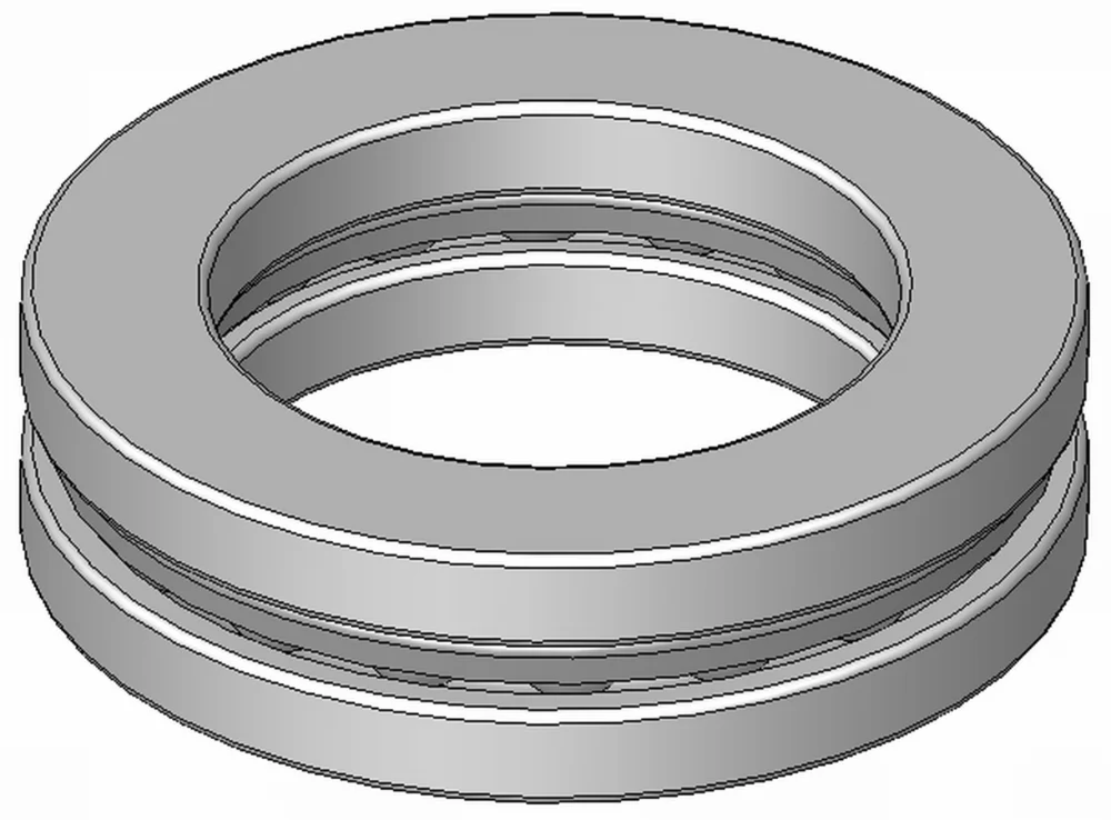 Cutaway drawing of a single-direction thrust ball bearing