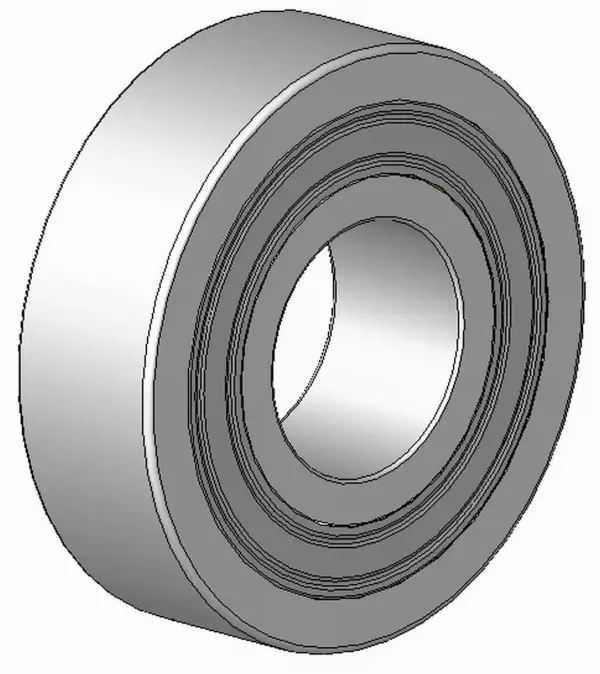 Section drawing of a single-row angular contact ball bearing
