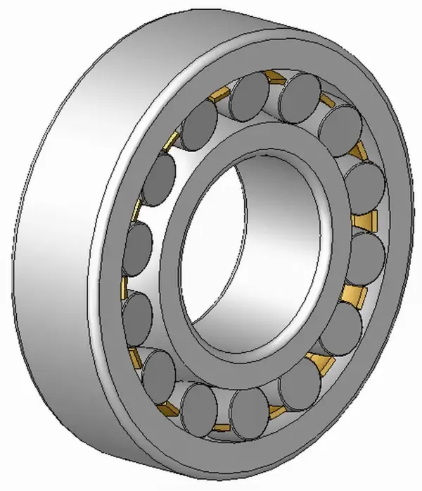 Section drawing of a double-row spherical roller bearing with brass cage